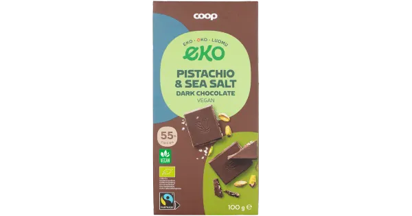 Coop tume šokolaad 55% pistaatsia ja meresoolaga 100g