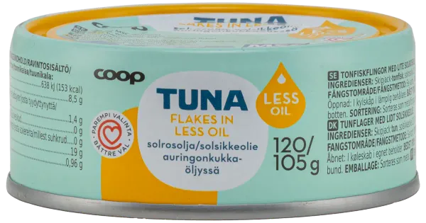 Coop tuunikalatükid väheses päevalilleõlis 120/105 g