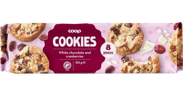 Coop valge šokolaadi ja jõhvikatega küpsised 150g