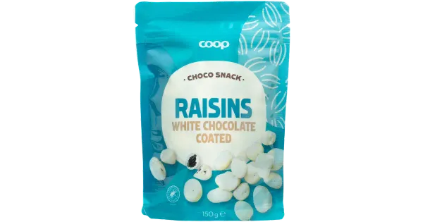 Coop valge šokolaadiga kaetud rosinad 150g