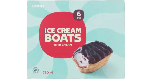 Coop Vanillimaitseline koorejäätis vahvlis maasikakastme ja kakaokattega 6 tk 420 g/ 780 ml