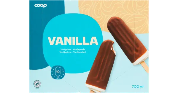 Coop Vannillimaitseline Jäätis Šokolaadikattega 10 tk, 700 ml / 390 g