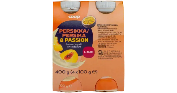 Coop virsiku-granadilli jogurtijook, 4 x 100 g