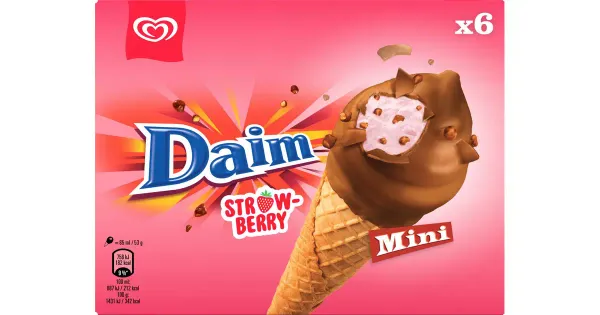 Daim Mini-Maasikajäätiste mitmikpakk 6 x 85 ml/318 g