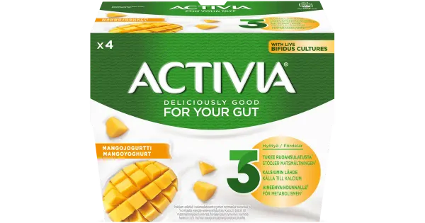 Danone Activia mangojogurt, 4 x 125 g (500 g)