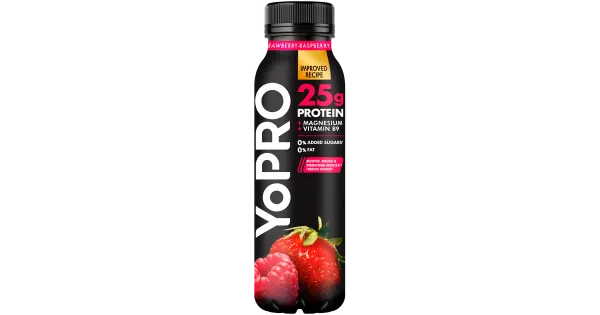 Yopro proteiiniga joogijogurt maasika ja vaarikaga, laktoosivaba, 300 g