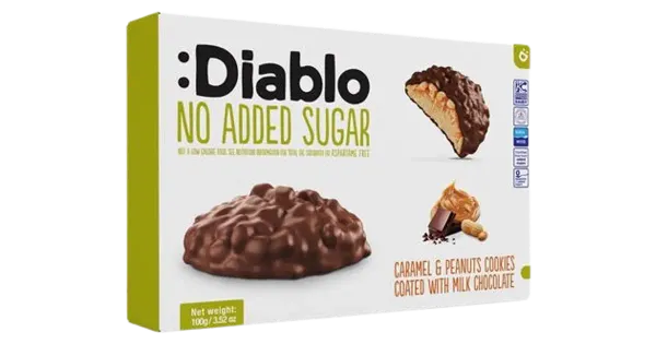 Diablo caramelpeanut küpsised choco lisatud suhkruta 100g