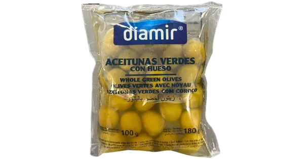 Diamir rohelised oliivid kividega plastikkotis 200gr
