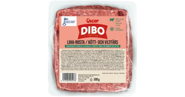 Dibo külmutatud veise-ulukiliha koertele ja kassidele 500g