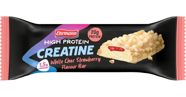 Ehrmann High Protein kreatiinibatoon valge šokolaadi ja maasika maitsega 60 g
