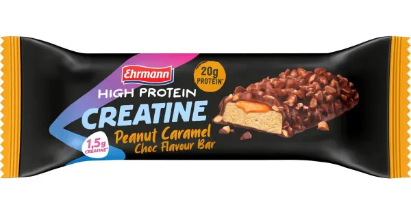 Ehrmann High Protein proteiinibatoon maapähkli-karamelli-šokolaadi ja kreatiiniga 60 g