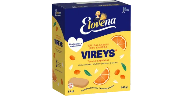 Elovena astelpaju ja apelsiniga täisteraküpsis 8 x 30 g