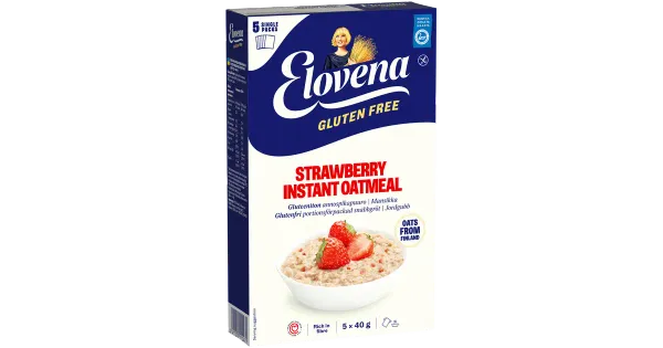Elovena gluteenivabad maasika-kiirpudruportsjonid 5 × 40 g