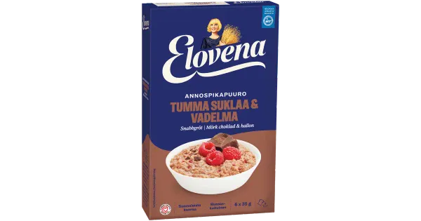 Elovena kiirpuder tumeda šokolaadi ja vaarikatega 6 x 35 g