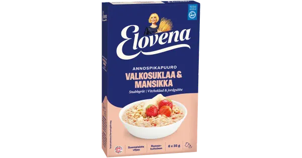 Elovena kiirpuder valge šokolaadi ja maasikatega 6 x 35 g