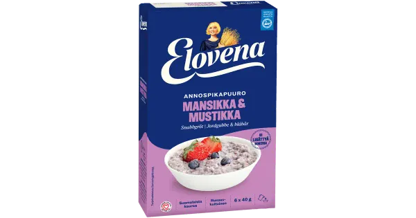 Elovena maasika-mustika-kiirpudruportsjonid 6 × 40 g