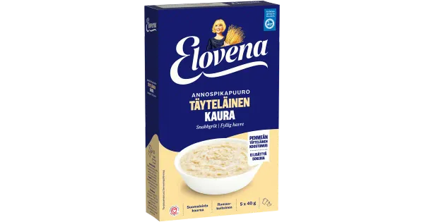 Elovena rikkalik ja pehme kiirkaerahelbepuder, 5 x 40g