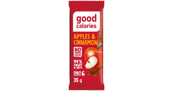 Energia datlibatoon GOOD CALORIES kuivatatud õunte, india pähklite ja kaneeliga , 35g