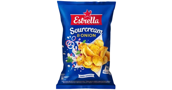 Estrella hapukoore- ja sibulamaitselised sakilised kartulikrõpsud 130 g