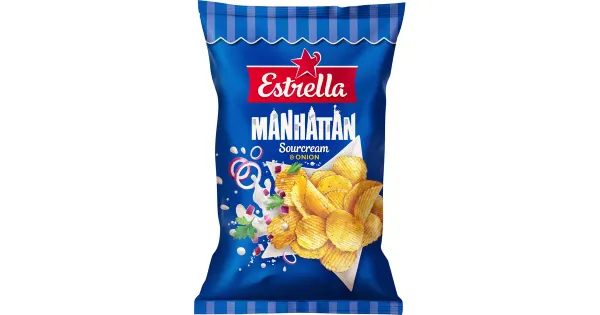 Estrella Manhattan hapukoore- ja sibulamaitselised kartulikrõpsud 275 g