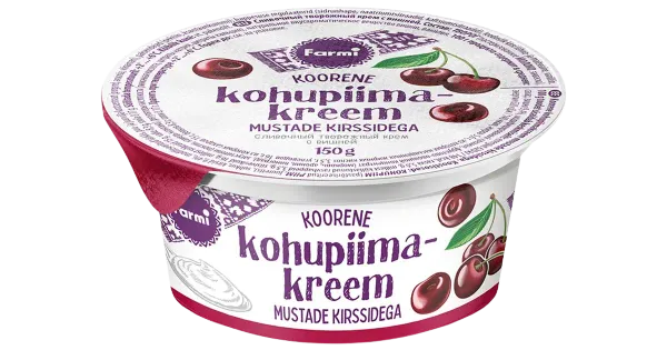 Farmi Mustade kirssidega koorene kohupiimakreem, 150 g