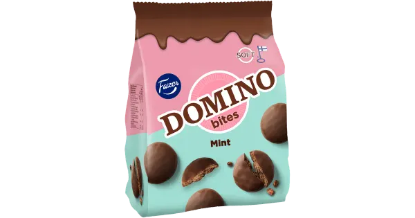 Fazer Domino piparmündimaitselised kakaoküpsised ja piimašokolaadimaitselise kattega (33%) 174g