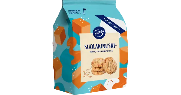 Fazer küpsised karamellitükkide (6%) ja meresoolaga (0,6%), 270g, u. 58tk