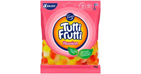 Fazer Tutti Frutti Passion kummikommid 180 g