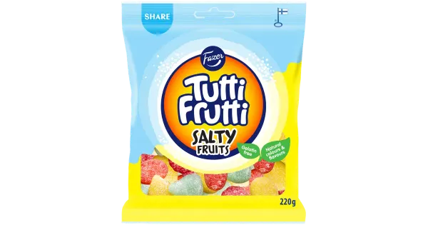 Fazer Tutti Frutti Salty Fruits soolased kummikommid 220g