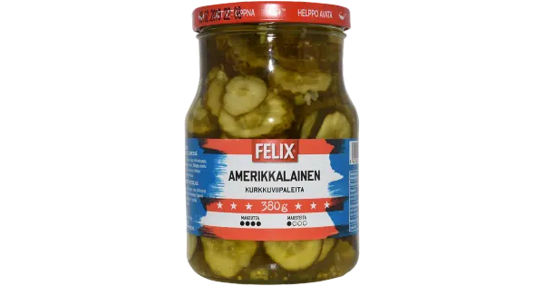 Felix, ameerikapärased kurgiviilud magusas marinaadis, 730 g