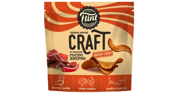 Flint Craft Grenki vürtsikad vinnutatud liha maitselised  lainelised leivakesed 80g