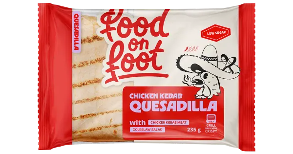 Food on foot Quesadilla KANA KEBAB, kana kebabiliha ja Coleslaw salatiga 235g