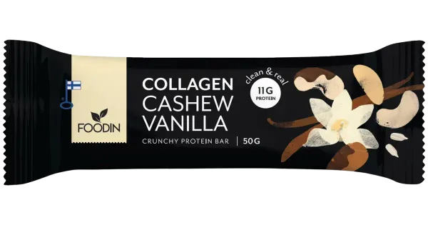 Foodin Collagen proteiinibatoon india pähklite ja vaniljaga 50g