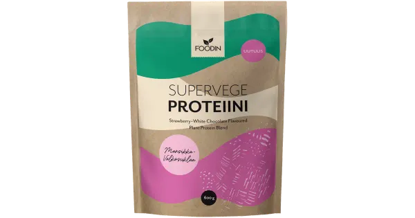 Foodin Supervege orgaaniline taimse valgu segu, Maasika-Valge šokolaadi 600g