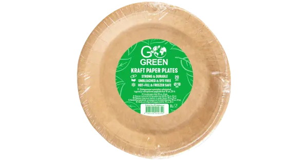 Go green papptaldrikud, 18cm 20tk