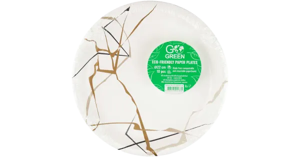 Go Green papptaldrikud Marmor 22cm 10tk