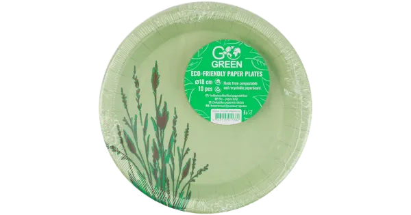 Go Green papptaldrikud Pilliroog 18cm 10tk