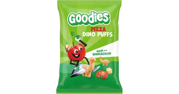Goodies Dino Puffs Pizza snäkid, 3+a, 30g