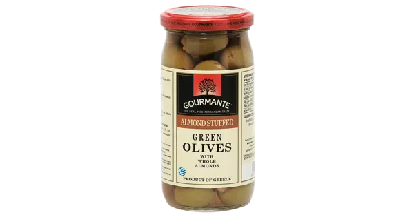 Gourmante rohelised oliivid mandlitäidisega 360/210 g