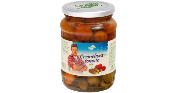 Green assortii kornishon-kirsstomat 720ml