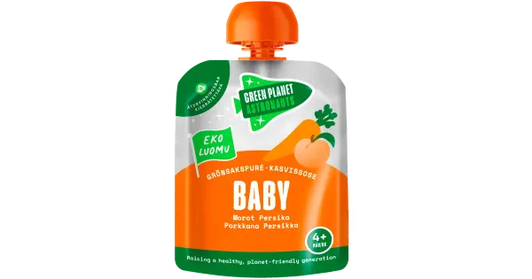Green Planet Astronauts Orgaaniline beebi porgandi-virsiku püree 70g