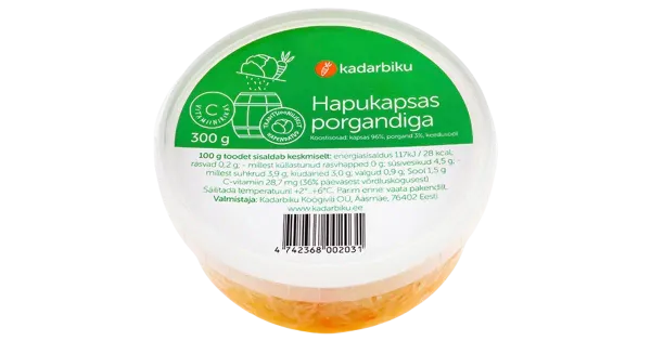 Hapukapsas porgandiga topsis 300g Kadarbiku
