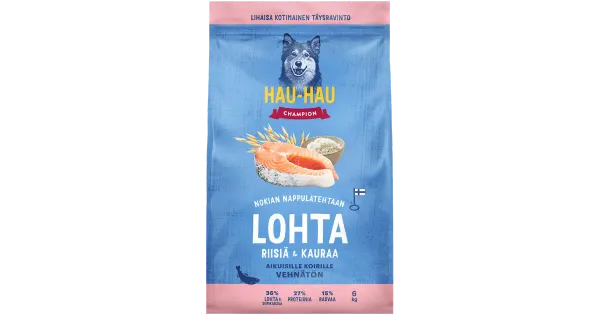 Hau-Hau Champion kuiv koeratoit koertele lõhe, riisi ja kaeraga, 6kg