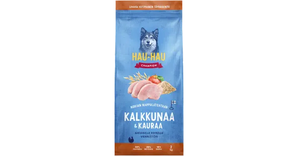 Hau-Hau Champion kuivtoit koertele kalkuniliha ja kaeraga, 2 kg