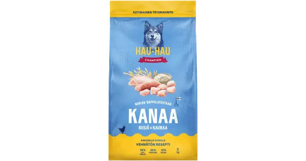 Hau-Hau Champion kuivtoit täiskasv.koertele kana, riisi ja kaeraga 2kg
