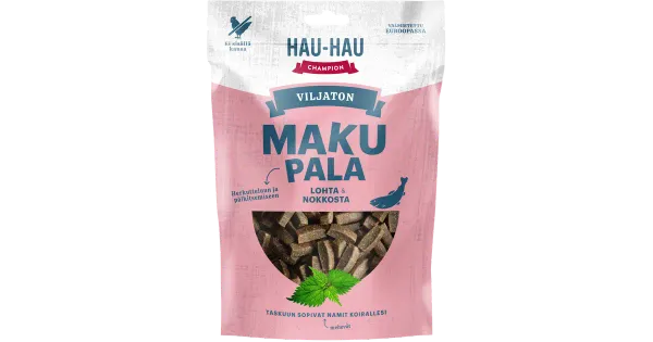 Hau-Hau Champion teraviljata maiuspala koertele lõhe ja nõgesega 200g