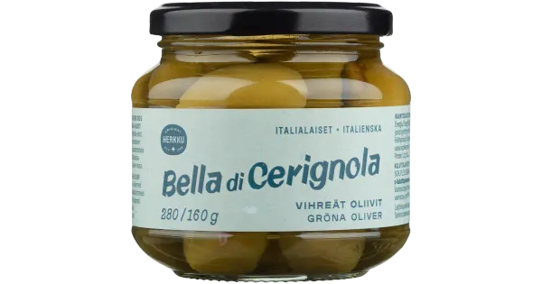 Herkku bella di cerignola itaalia rohelised oliivid 280 g/160 g