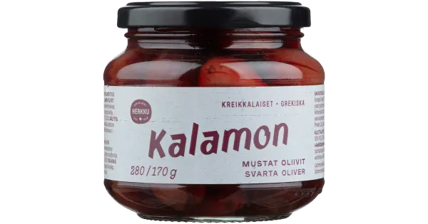 Herkku kalamon kreeka mustad oliivid 280 g/170 g