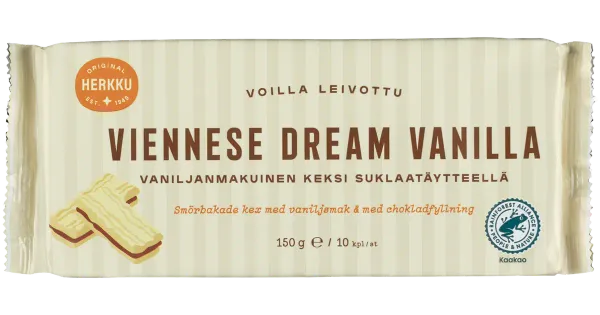 Herkku vanillimaitselised küpsised šokolaaditäidisega 150 g
