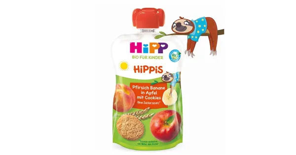 HIPP Hippis õuna-, banaani- ja virsikupüree küpsistega BIO 1a